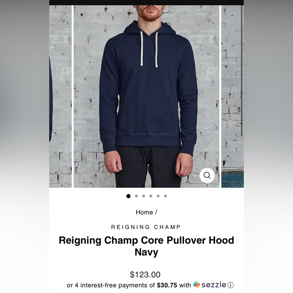 Reigning Champ Core Midweight hooded pullover in Navy